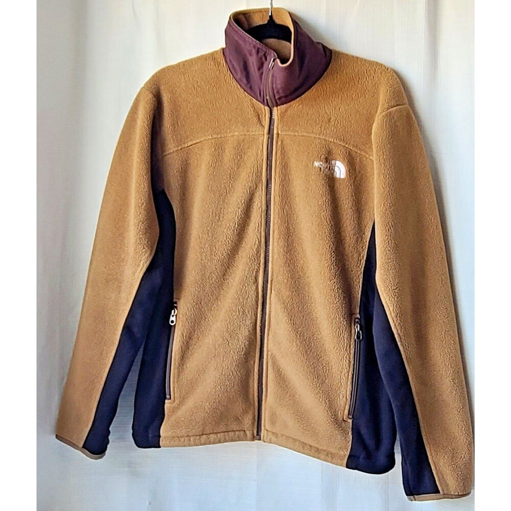 The North Face Polartec Fleece Jacket Tan Brown Full Zip Men's Small Jacket